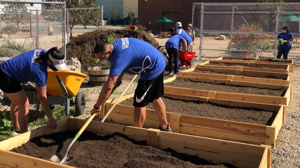 Volunteers Helping Seed Garden