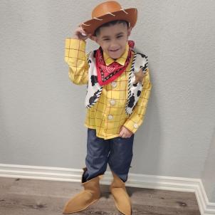 Nano dressed as Woody from Toy Story on Halloween