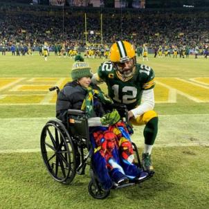 Daniel at Lambeau Field with Aaron Rodgers