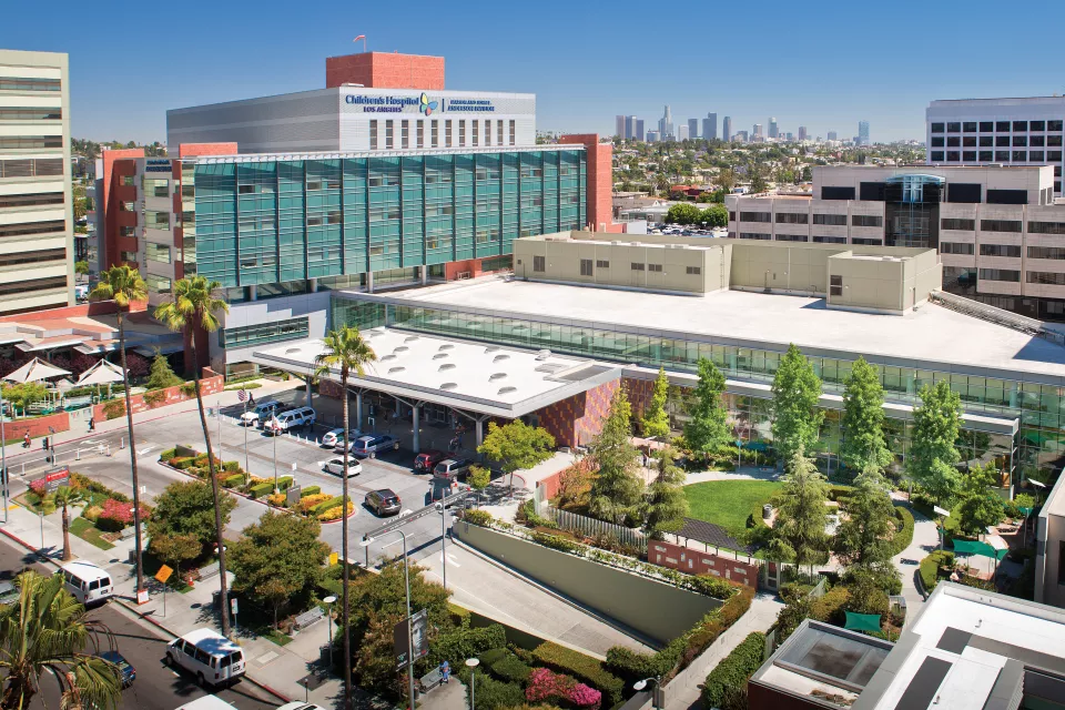 Aerial view of the CHLA Anderson Pavilion Building.