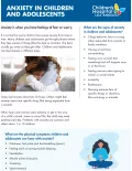 Cover of Children's Hospital Los Angeles fact sheet with text 'Anxiety in Children and Adolescents'