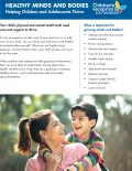 Cover of Children's Hospital Los Angeles fact sheet with text 'Healthy Minds and Bodies'