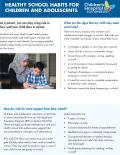 Cover of Children's Hospital Los Angeles fact sheet with text 'Healthy School Habits for Children and Adolescents'