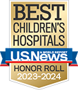 Image of U.S. News and World Report badge for "Best Children's Hospitals Honor Roll 2023-2024"