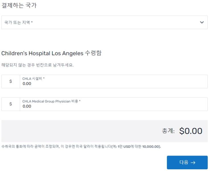 Screengrab from Flywire website with Korean text indicating how to pay your hospital bill